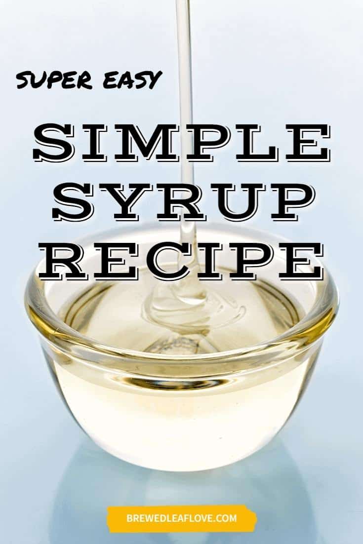 A pyrex bowl with simple syrup recipe.