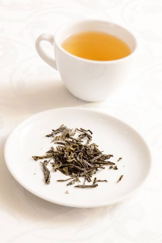 Lapsang Souchong in a white saucer