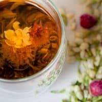 blooming tea in a cup