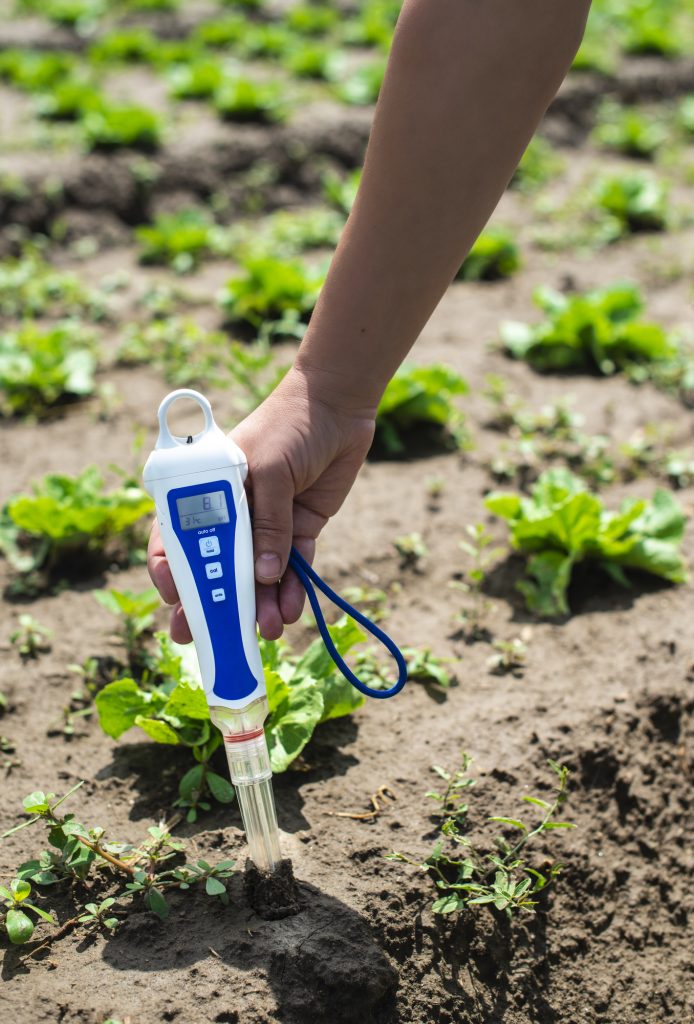 Acid in soil can be measured with a hand held device
