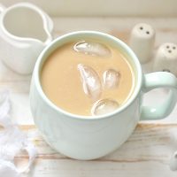 iced sugar cookie latte in a white mug