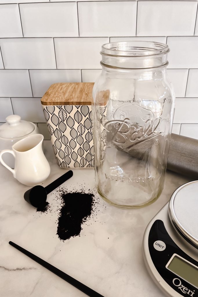 large mason jar to make cold brew coffee at home