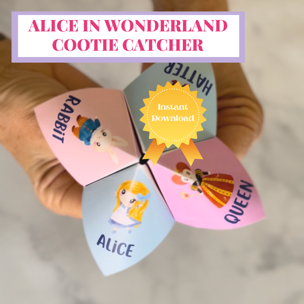 alice in wonderland cootie catcher tea party game